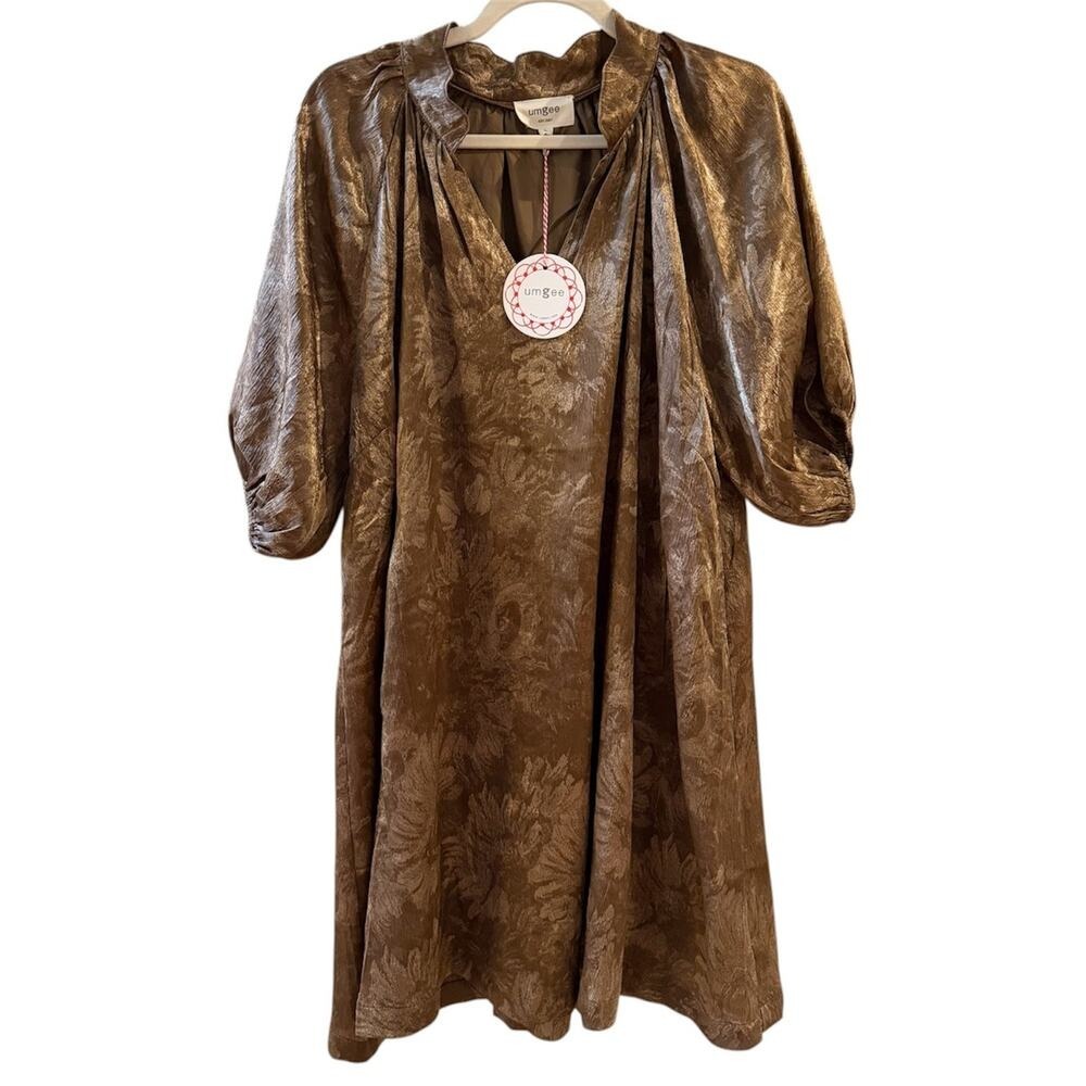 Umgee Champagne Chic Floral Satin Mini Dress - Size Large (NWT)